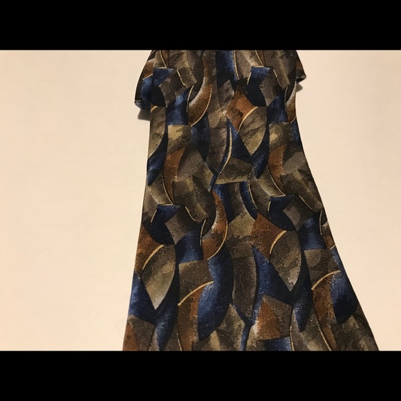 Men’s Designer Tie. Blue,gold,brown,orange - Picture 2 of 4